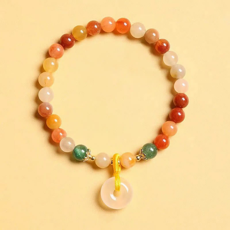 KarmaRipple's 14K Gold Plated Colorful Golden Silk Jade Peace Buckle Wealth Bracelet p1