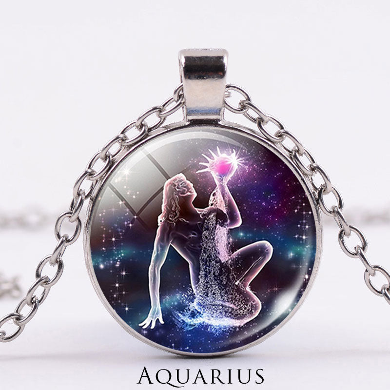 KarmaRipple's 12 Constellations of the Zodiac Moon Starry Sky Protection Blessing Pendant Necklace p55