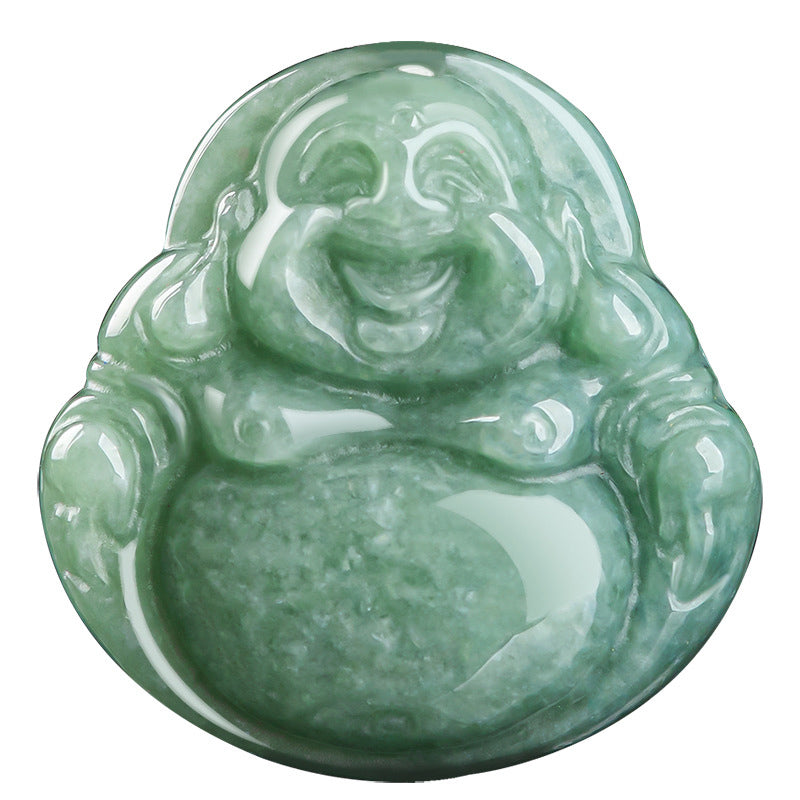 KarmaRipple's Laughing Buddha Cyan Jade Success Pendant String Necklace p9