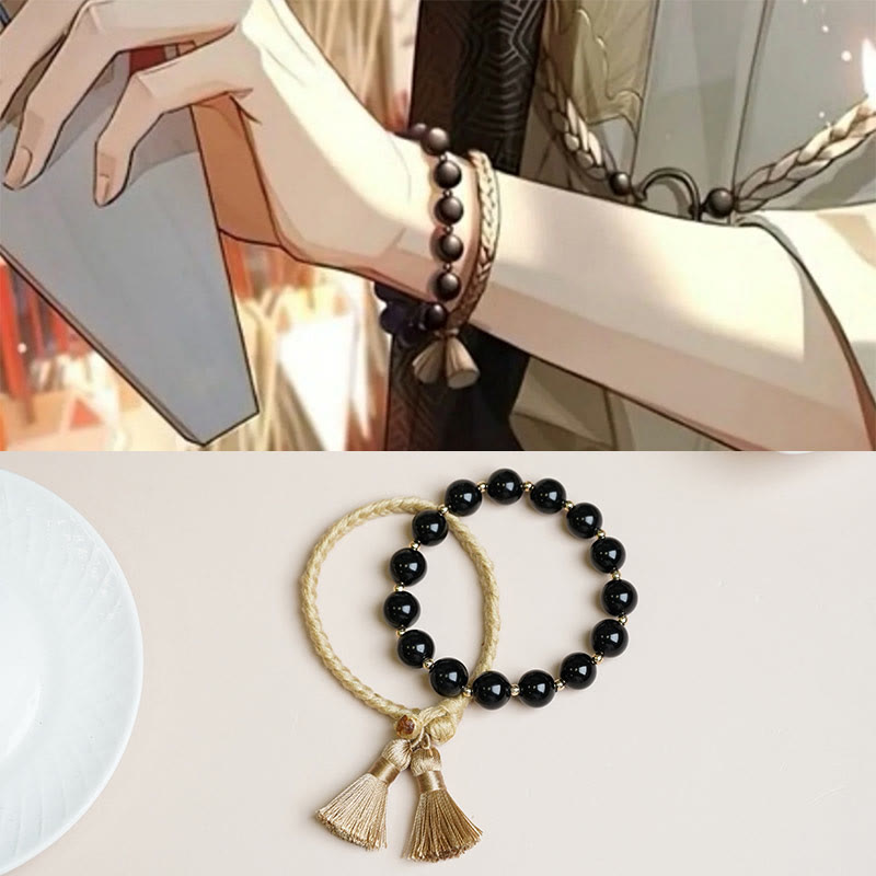 KarmaRipple's 2Pcs Black Onyx Bead Support Protection String Bracelet p6