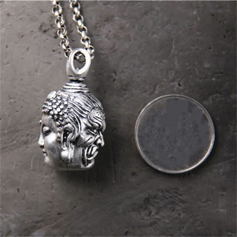 KarmaRipple's 999 Sterling Silver Buddha Demon Serenity Pendant Necklace p7