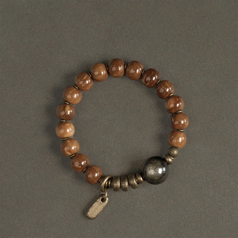 KarmaRipple's Kuka Seed Tiger Eye Gold Sheen Obsidian Bronze Wealth Fortune Bracelet p10