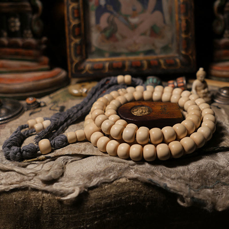 KarmaRipple's 108 Mala Beadwork Abelia Biflora Wood Warding Off Evil Spirits Wrist Mala p12