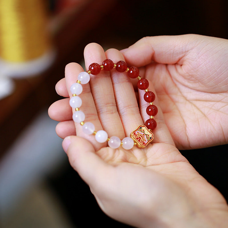 KarmaRipple's Red Agate Ivory Agate Strength Balancing Bracelet p3