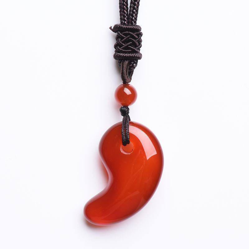 KarmaRipple's Red Agate Green Agate Moon Pattern Confidence Calm Pendant p5