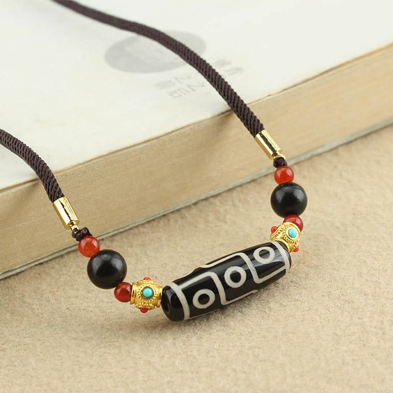 KarmaRipple's Tibetan Nine-Eye Dzi Bead Protection Blessings String Pendant Necklace p7