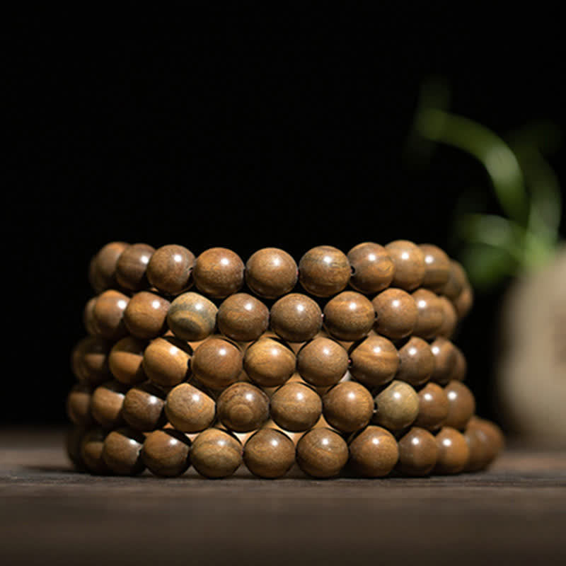 KarmaRipple's 108 Mala Beadwork Green Sandalwood Boxwood Lotus Positive Bracelet p22