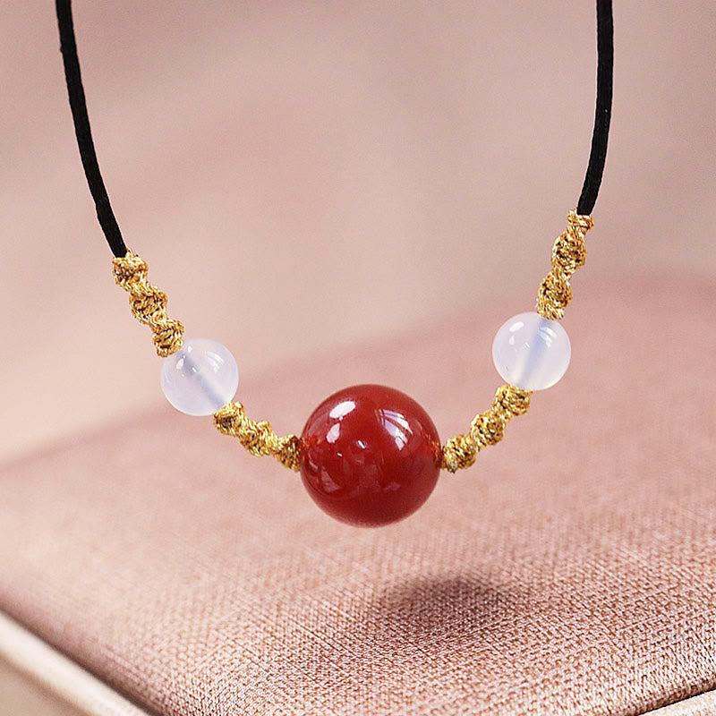 KarmaRipple's Authentic Red Agate Chalcedony Self-acceptance Confidence String Bead Bracelet Pendant Necklace p1
