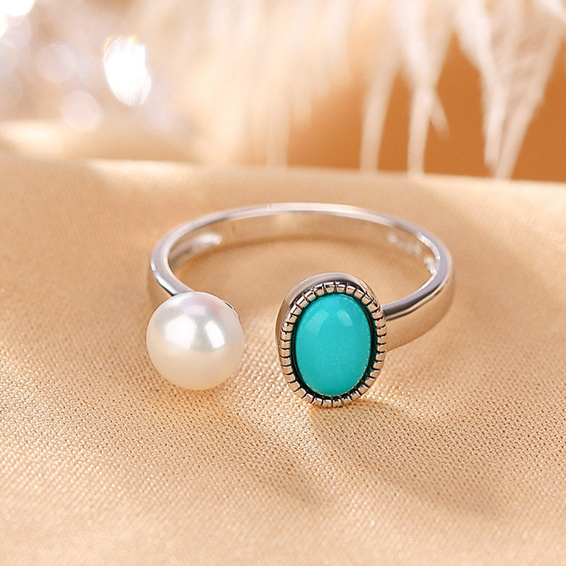 KarmaRipple's 925 Sterling Silver Pearl Turquoise Balancing Wisdom Pendant Necklace Ring Earrings p20