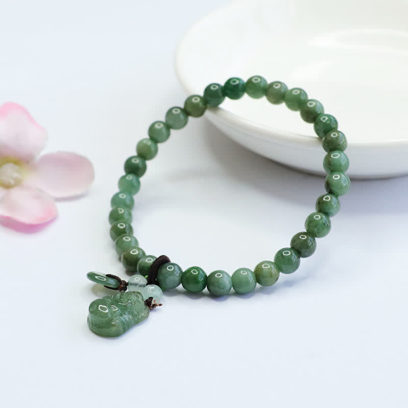 KarmaRipple's Laughing Buddha Cyan Jade Balancing Bracelet p6