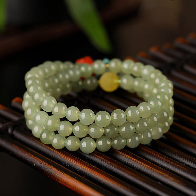 KarmaRipple's Jade Red Agate Amber Laughing Buddha Prosperity Bracelet p6