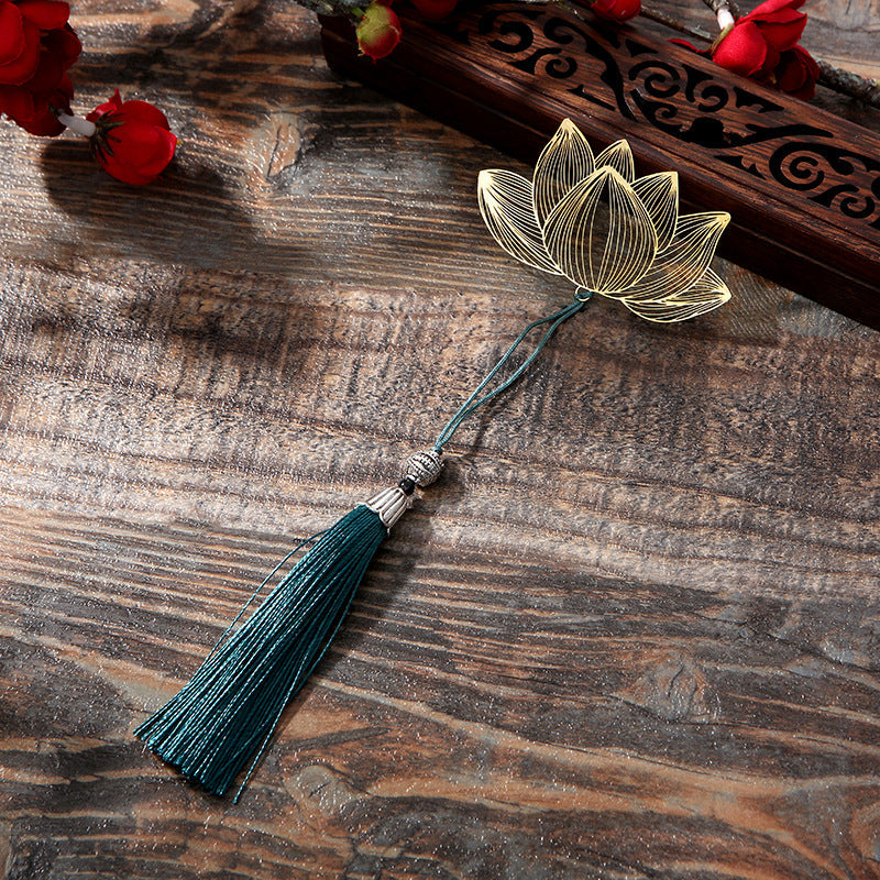 KarmaRipple's Lotus Flower New Beginning Metal Brass Hollow Bookmark p1