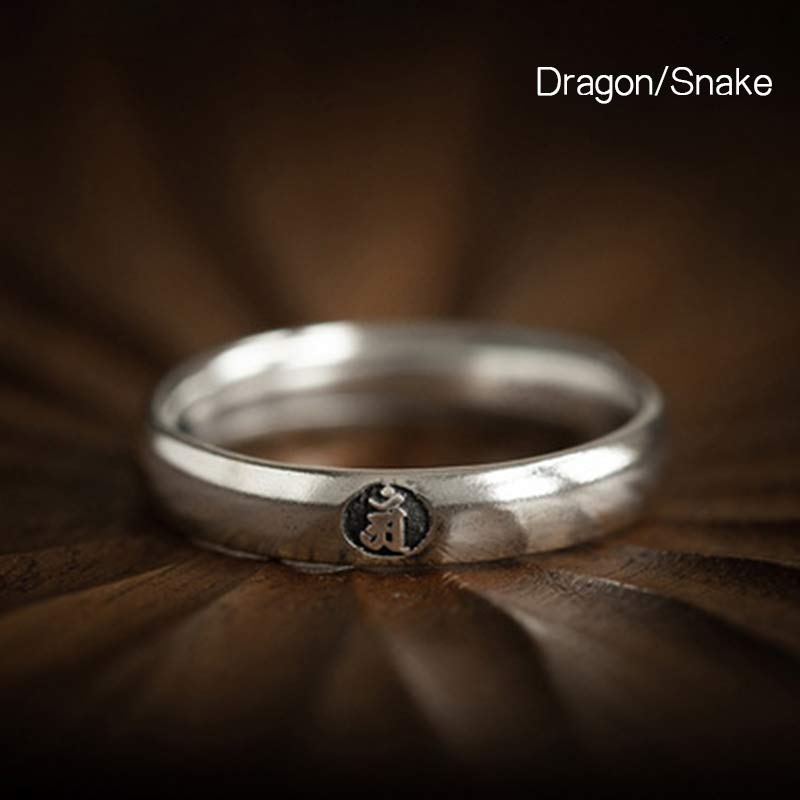KarmaRipple's 925 Sterling Silver Chinese Zodiac Natal Buddha Blessing Pair Ring p4