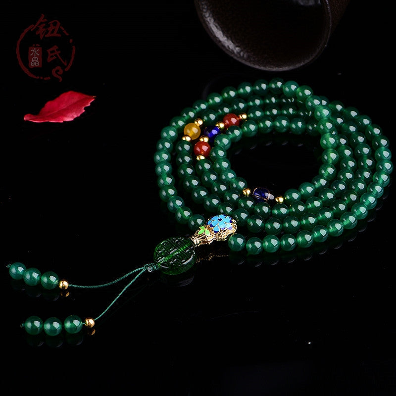 KarmaRipple's 108 Mala Beadwork Authentic Green Agate Power Support Bracelet p2