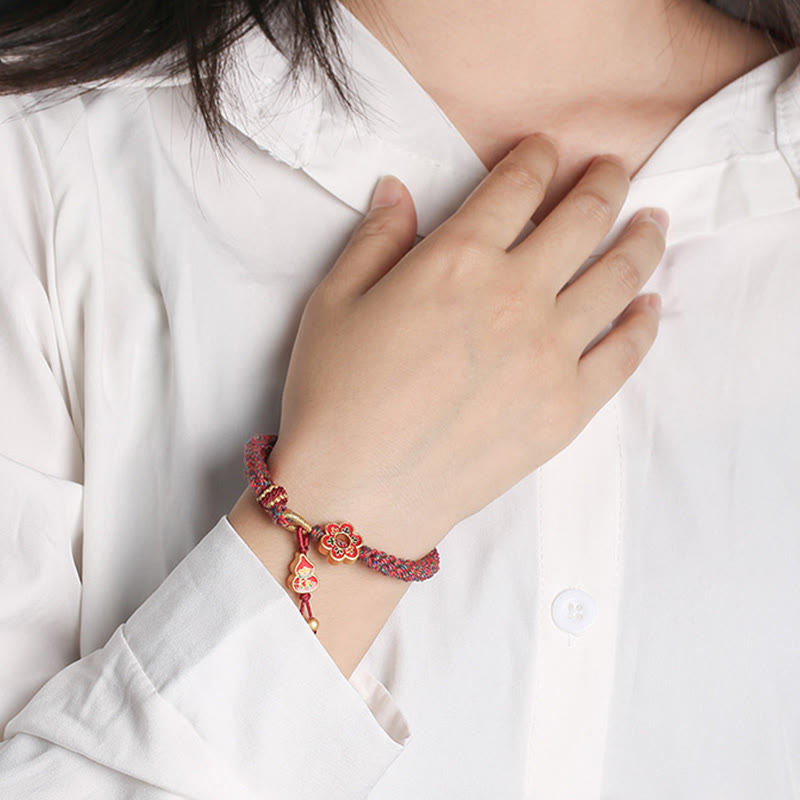 KarmaRipple's Handmade Colorful Gourd Flower Protection Woven String Bracelet p9