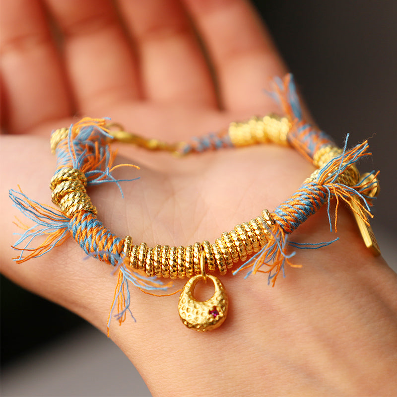 KarmaRipple's Handmade Tibetan Fortunate Fortune Multicolored Rope Braid Bracelet p4