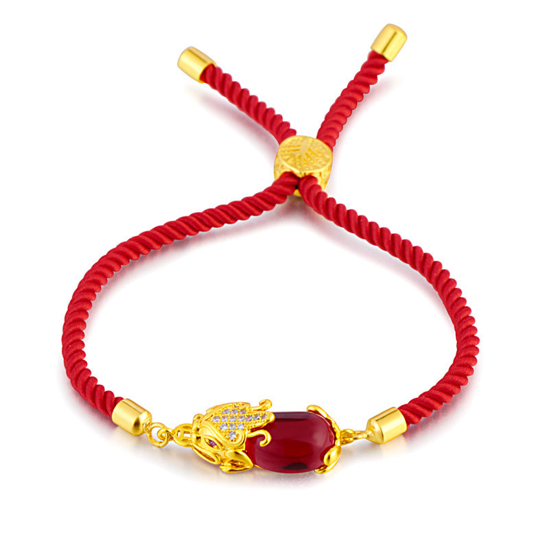 KarmaRipple's Wealth Attractor Red Agate Pixiu Red String Bracelet p1