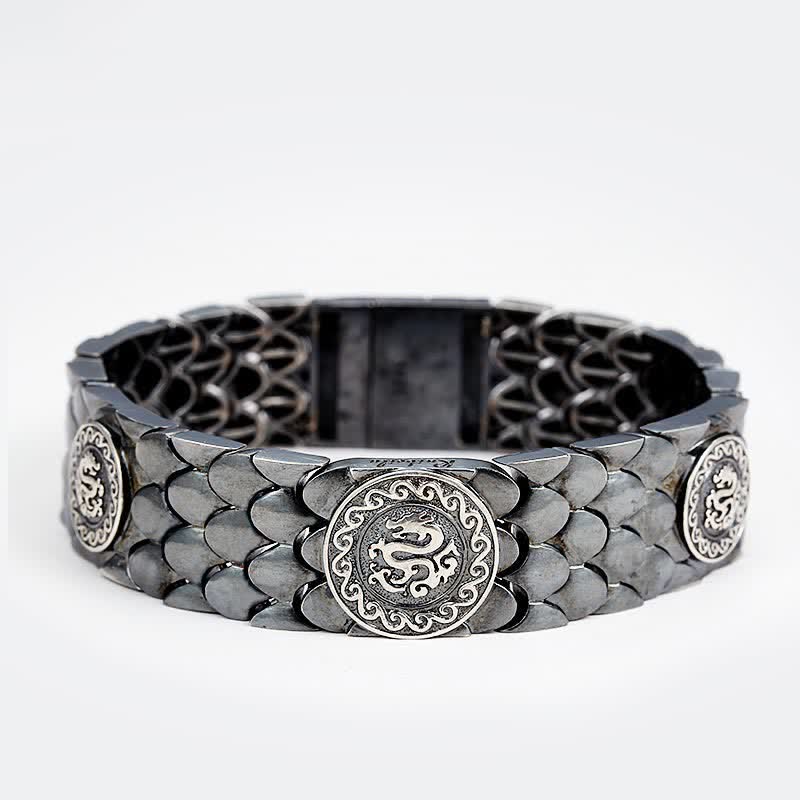 KarmaRipple's 925 Sterling Silver Dragon Scales Fortune Success Bracelet Bangle p1