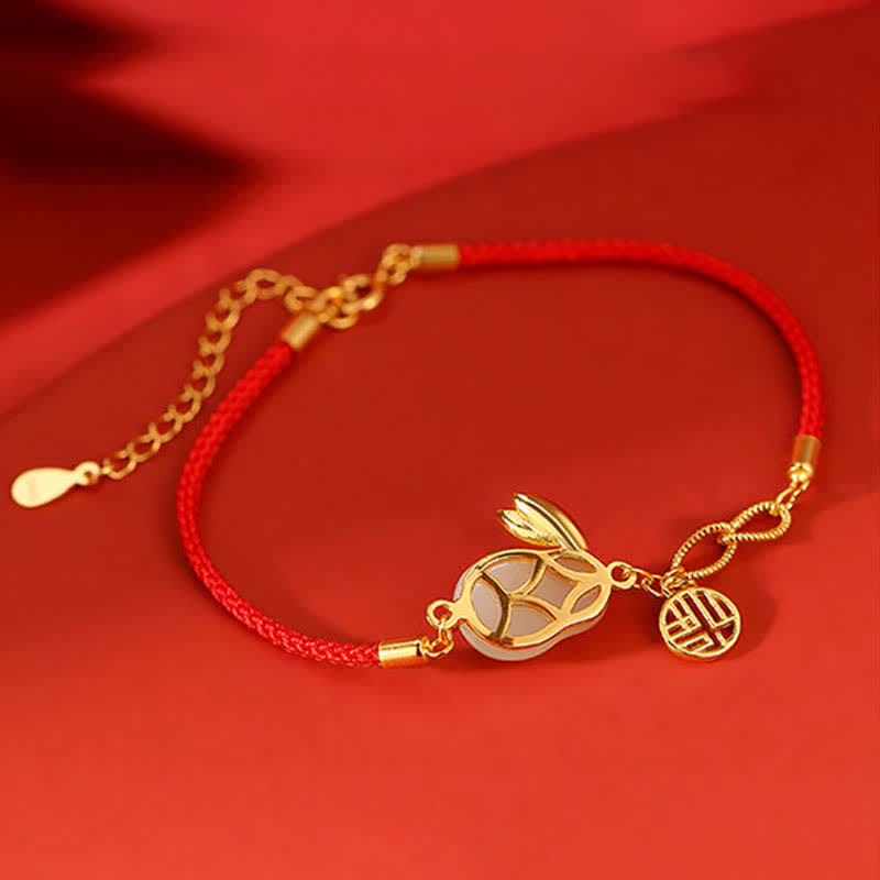 KarmaRipple's 925 Sterling Silver Year of the Rabbit Hetian Ivory Jade Fortune Blessing Red String Bracelet p7