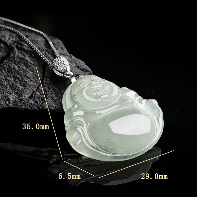 KarmaRipple's 925 Sterling Silver Authentic Jade Laughing Buddha Prosperity Abundance Chain Pendant Necklace p10