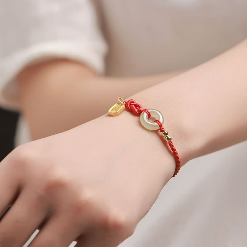 KarmaRipple's Hetian Jade Peace Buckle Fu Character String Fortune Bracelet p6