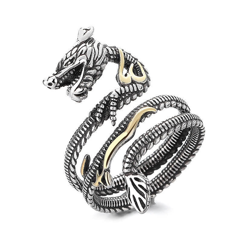 KarmaRipple's Vintage Dragon Pattern Bronze Strength Ring p3