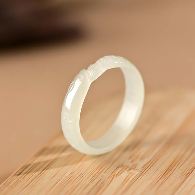 KarmaRipple's Hetian Ivory Jade Cyan Jade Koi Fish Success Fortune Ring p2