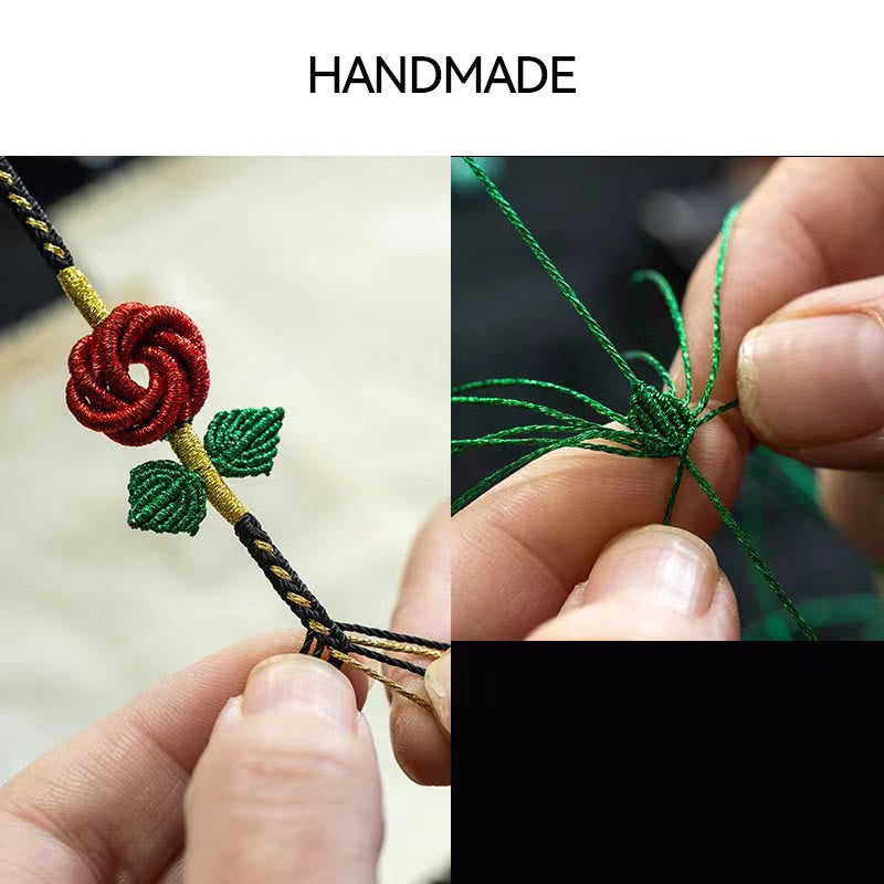 KarmaRipple's Rose Flower Rope Eight Thread Peace Weave Fortune Handmade Bracelet p6