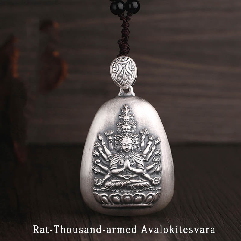 KarmaRipple's 999 Sterling Silver Chinese Zodiac Natal Buddha Heart Sutra Engraved Protection Pendant Necklace p34