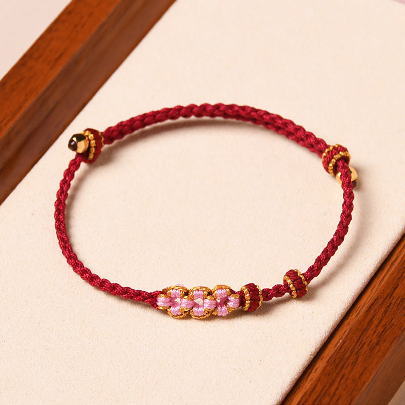 KarmaRipple's Handmade Peach Blossom Protection Woven Rope Bracelet p9