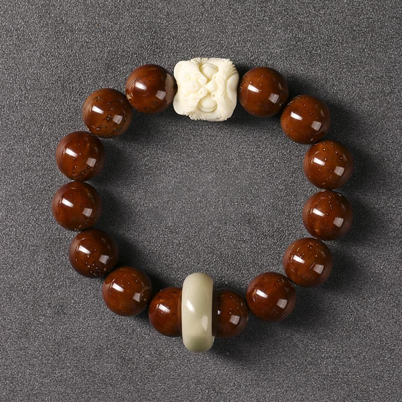 KarmaRipple's Purple Bodhi Seed Dancing Lion Wisdom Bracelet p19