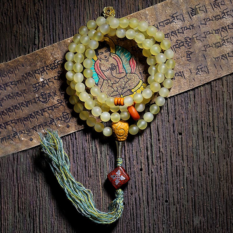 KarmaRipple's 108 Mala Beadwork Tibet Sheep Horn Amber Fortune Bracelet p14