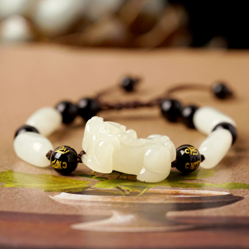 KarmaRipple's Authentic Hetian Ivory Jade PiXiu Wealth String Bracelet p10