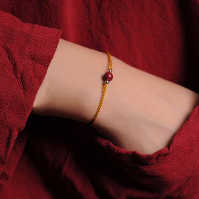 KarmaRipple's 14K Gold Plated Authentic Cinnabar Blessing String Woven Bracelet p21