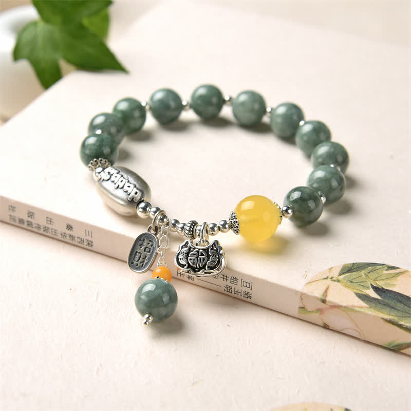 KarmaRipple's 925 Sterling Silver Cyan Jade Amber Success Bracelet p7