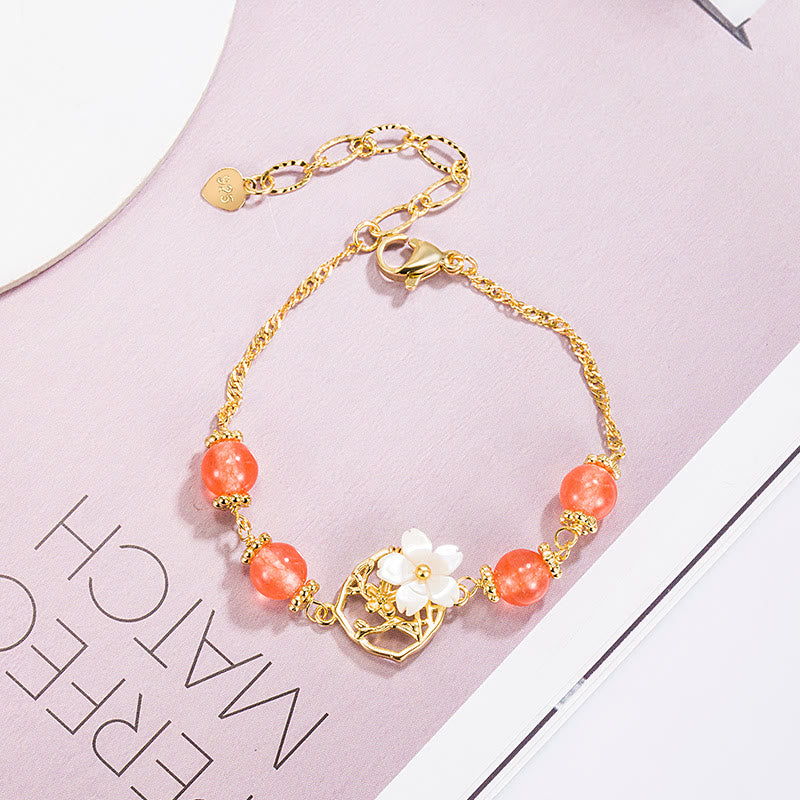 KarmaRipple's Red Agate Tridacna Stone Flower Confidence Bracelet p6