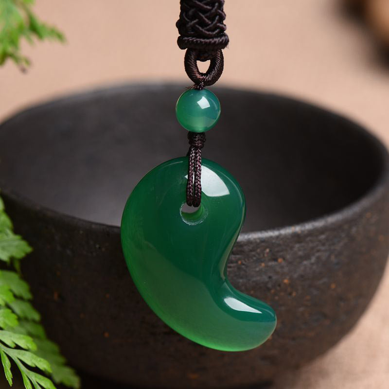 KarmaRipple's Red Agate Green Agate Moon Pattern Confidence Calm Pendant p12
