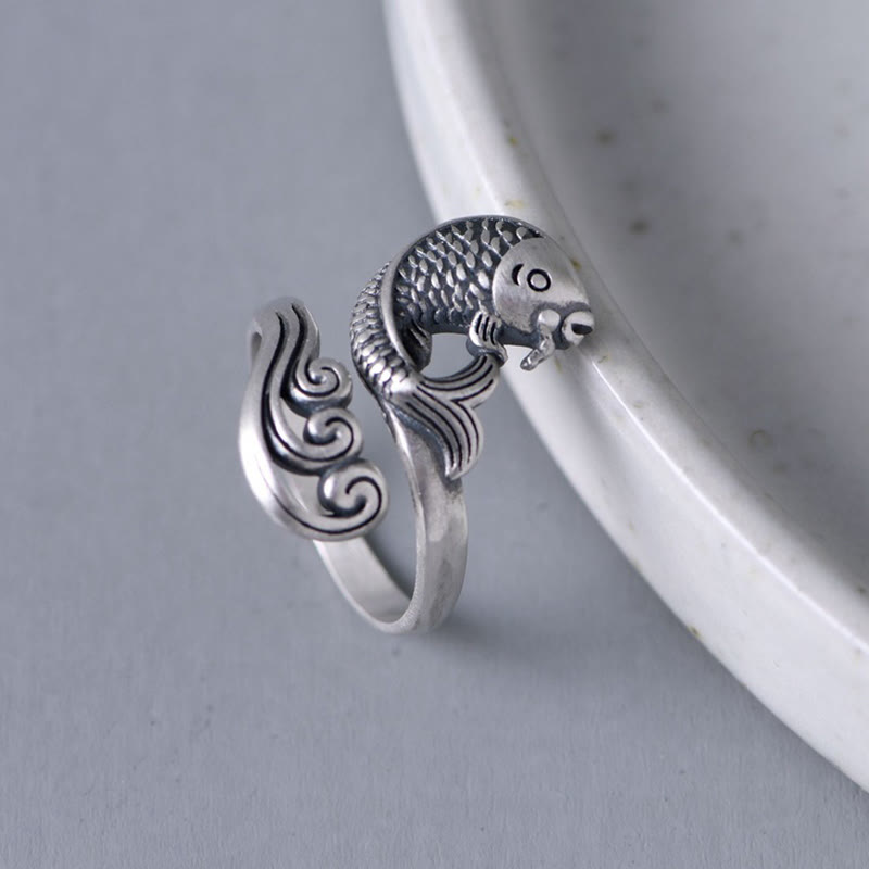 KarmaRipple's 925 Sterling Silver Koi Fish Water Ripple Fortune Wealth Ring p9
