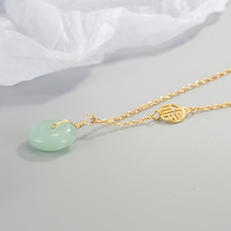 KarmaRipple's Jade Fu Character Bronze Coin Peace Buckle Abundance Pendant Necklace p5