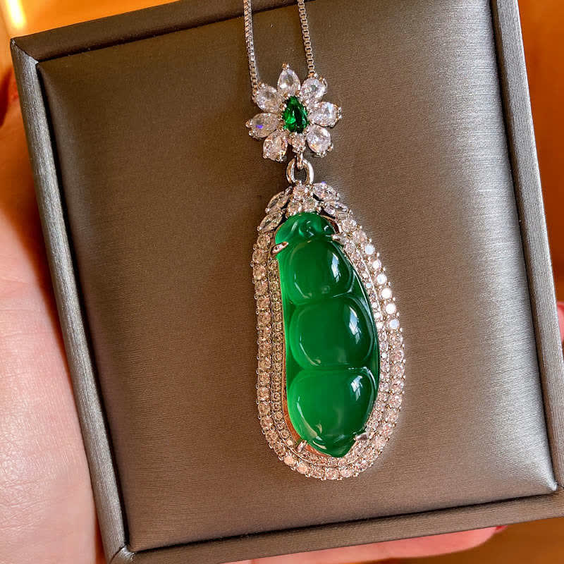 KarmaRipple's Fortune Bean Cyan Jade Fortune Pendant Necklace p7