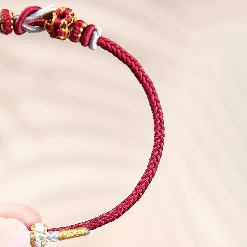 KarmaRipple's Handmade Peach Blossom Weave Eight Thread Peace Weave Fortune Protection Bracelet p12
