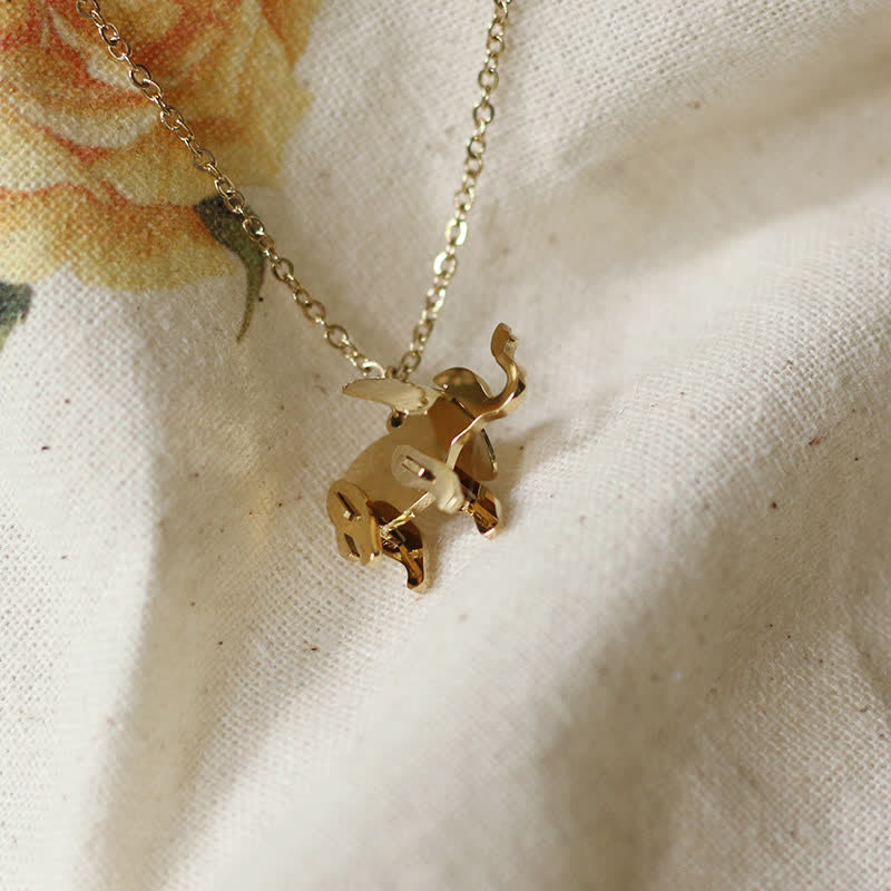 KarmaRipple's Elephant Titanium Steel Fortune Pendant Chain Necklace p5