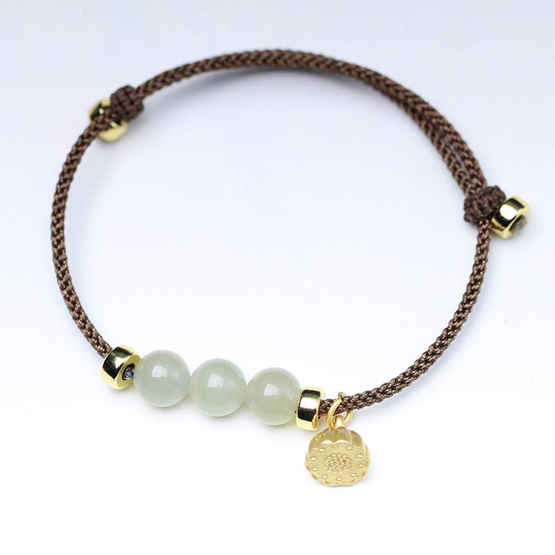 KarmaRipple's Authentic Jade Lotus Seed Strength Red String Weave Bracelet p2