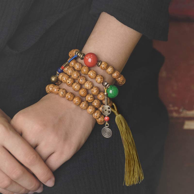 KarmaRipple's 108 Mala Beadwork Bodhi Seed Wisdom Peace Tassel Bracelet p2