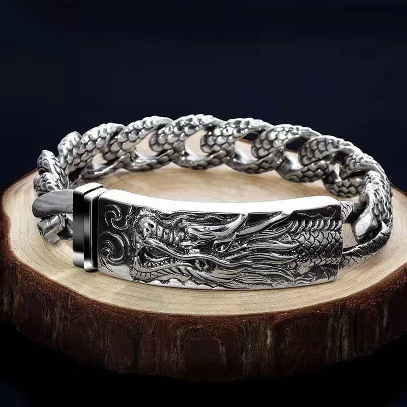 KarmaRipple's Retro Dragon Scale Pattern Engraved Protection Bracelet p2