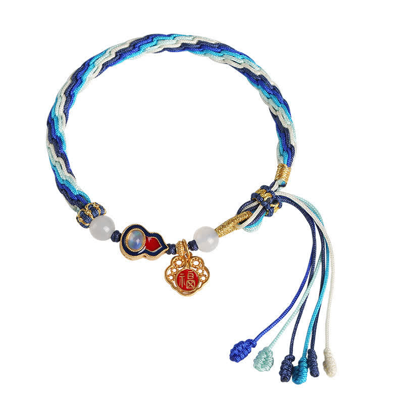KarmaRipple's 925 Sterling Silver Handmade Gourd Blessing String Reincarnation Weave Bracelet p12