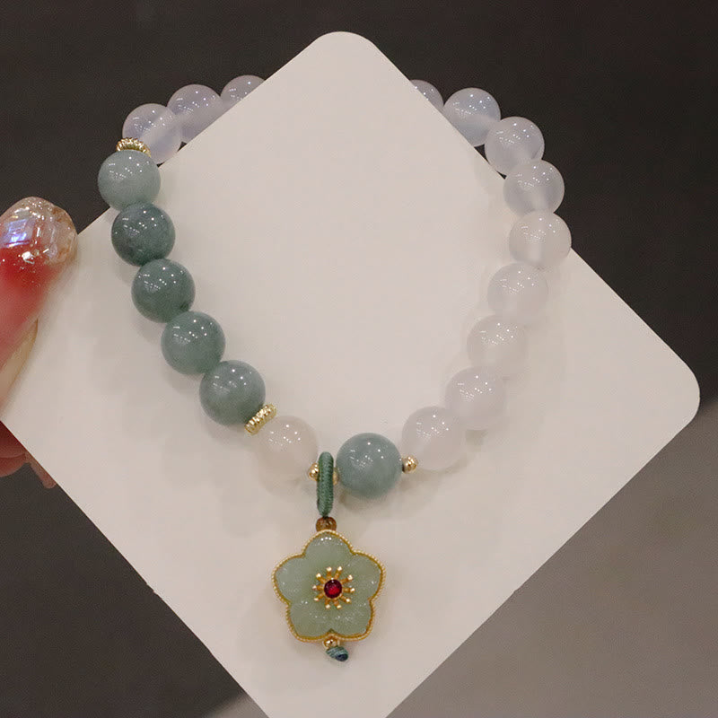 KarmaRipple's Ivory Agate Jade Lotus Flower Peace Buckle Protection Bracelet p8