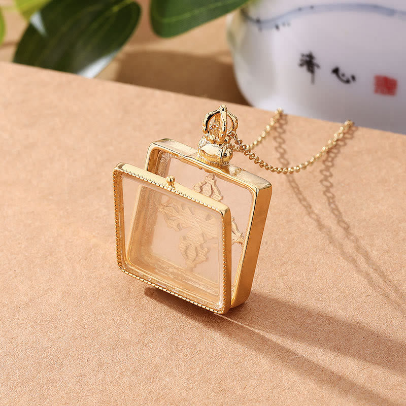 KarmaRipple's 24K Gold Plated Ivory Jade Double Dorje Protection Fortune Pendant Necklace p4