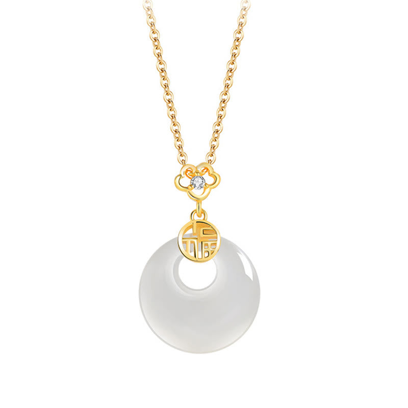 KarmaRipple's 925 Sterling Silver Ivory Agate Fu Character Happiness Fortune Pendant Necklace p4
