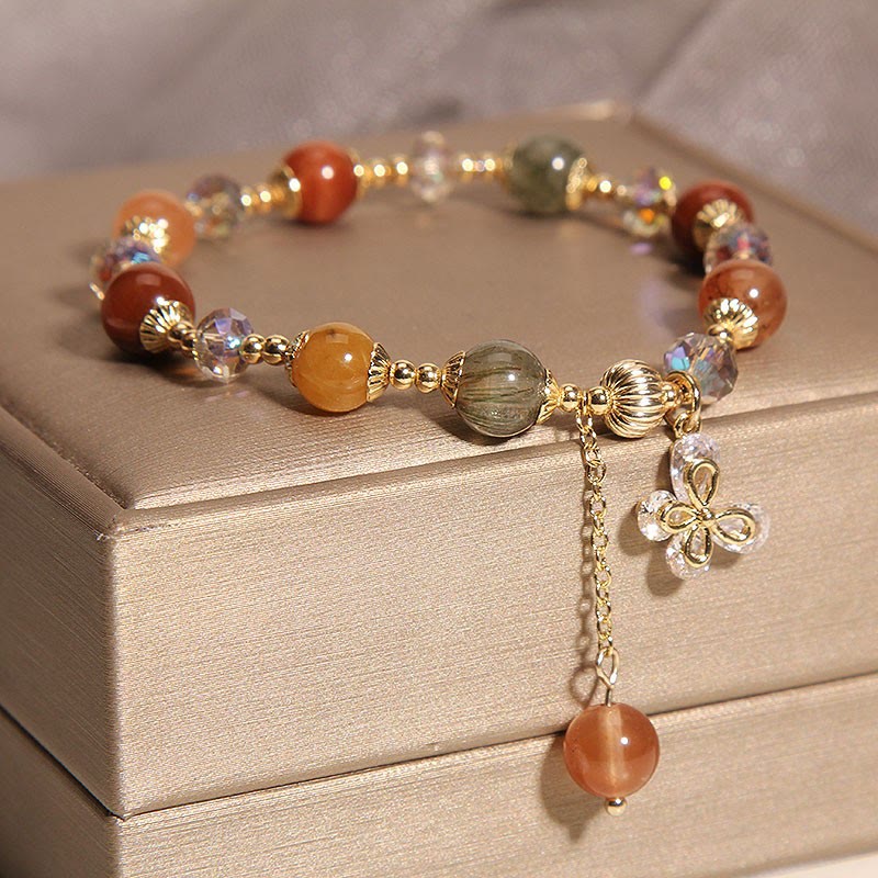 KarmaRipple's Authentic Fu Lu Shou Rainbow Gemstone Rutilated Quartz Wealth Butterfly Talisman Bracelet p2